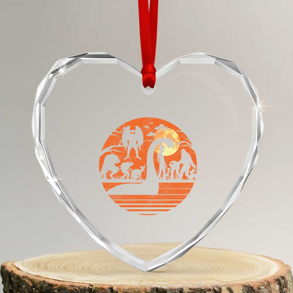 Cryptid Monsters Heart Crystal Glass Ornament Bigfoot Loch Ness Monster Mothman Aliens Weirdcore Folk Horror