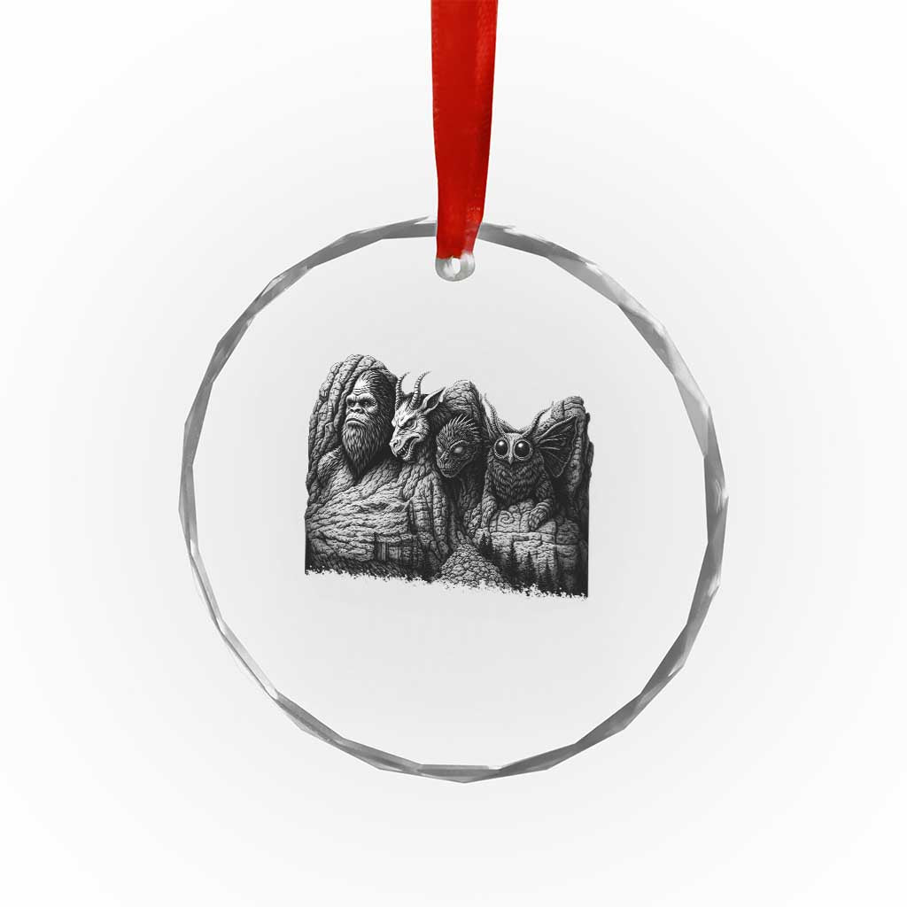 Cryptid Mount Rushmore Crystal Glass Ornament Bigfoot Mothman Jersey Devil Chupacabra