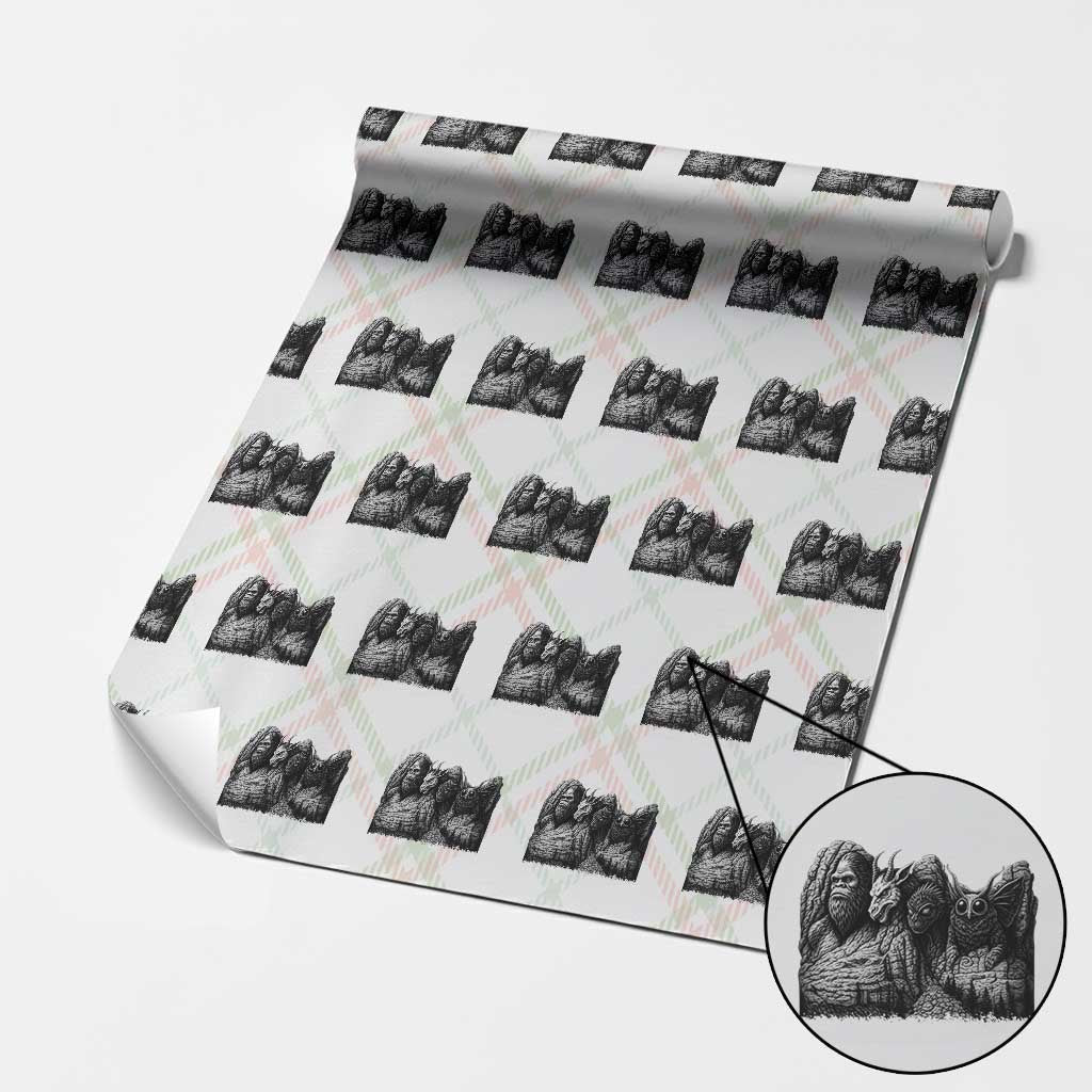 Cryptid Mount Rushmore Wrapping Paper Roll Bigfoot Mothman Jersey Devil Chupacabra
