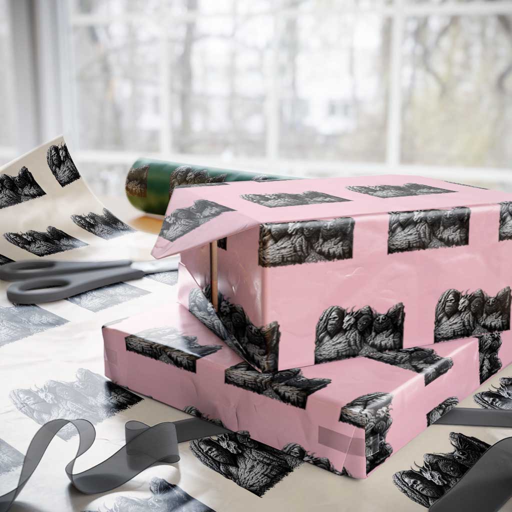 Cryptid Mount Rushmore Wrapping Paper Roll Bigfoot Mothman Jersey Devil Chupacabra