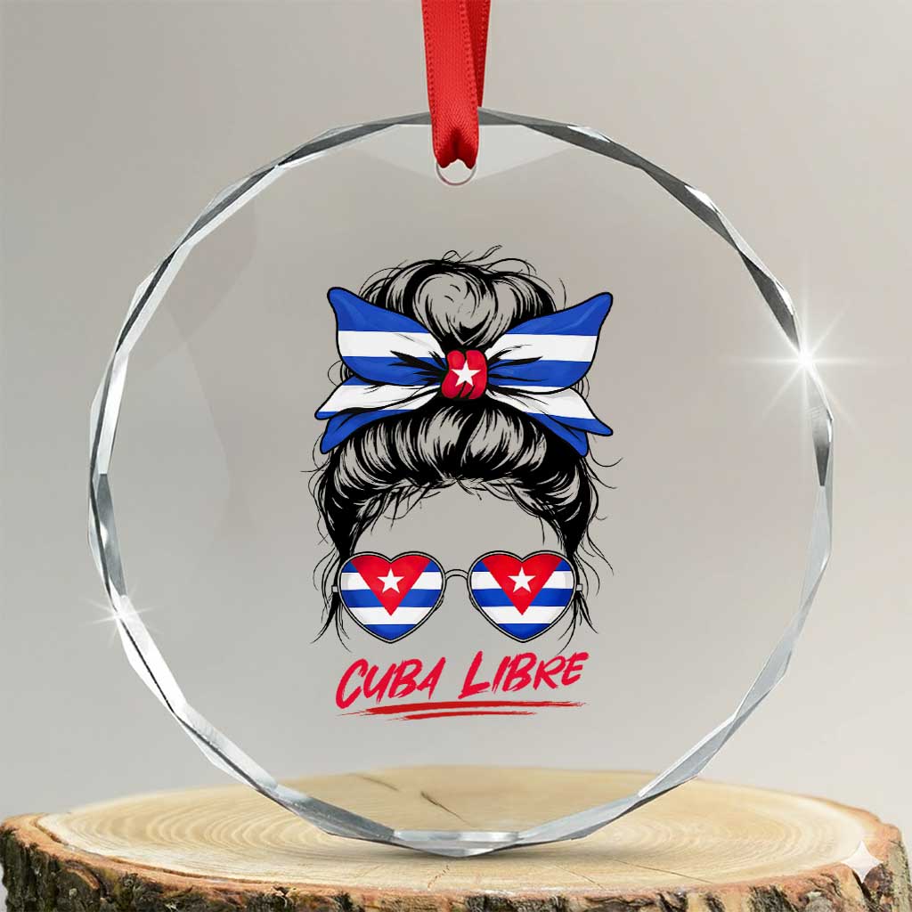 Cuba Libre Crystal Glass Ornament Messy Bun Cuban Woman Sunglasses
