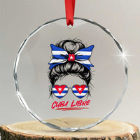 Cuba Libre Crystal Glass Ornament Messy Bun Cuban Woman Sunglasses