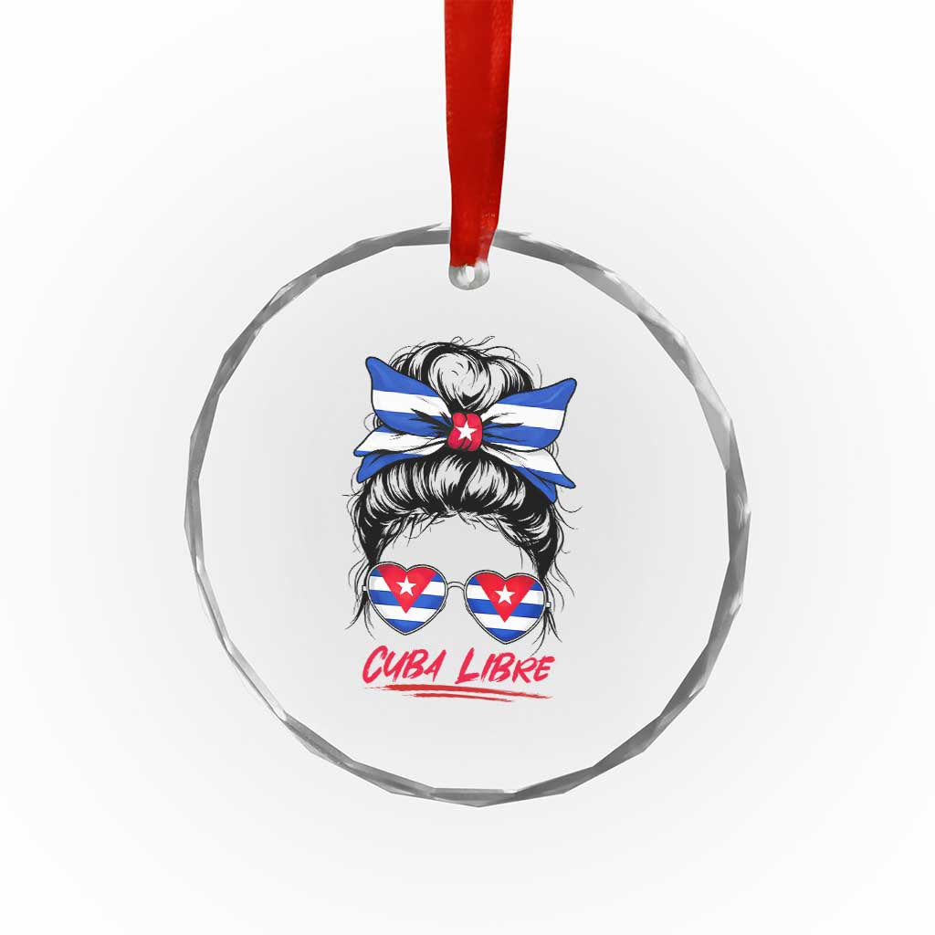 Cuba Libre Crystal Glass Ornament Messy Bun Cuban Woman Sunglasses