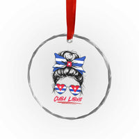 Cuba Libre Crystal Glass Ornament Messy Bun Cuban Woman Sunglasses