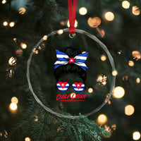 Cuba Libre Crystal Glass Ornament Messy Bun Cuban Woman Sunglasses