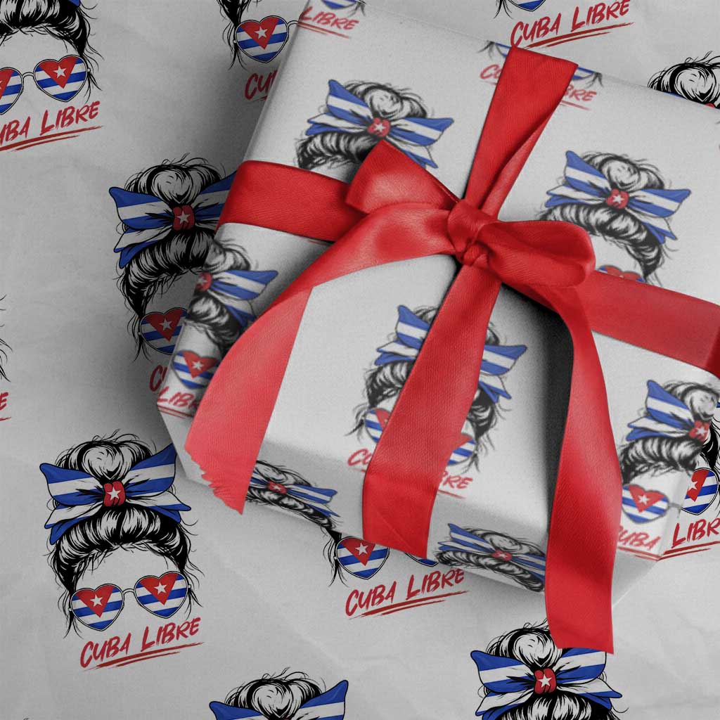 Cuba Libre Wrapping Paper Roll Messy Bun Cuban Woman Sunglasses
