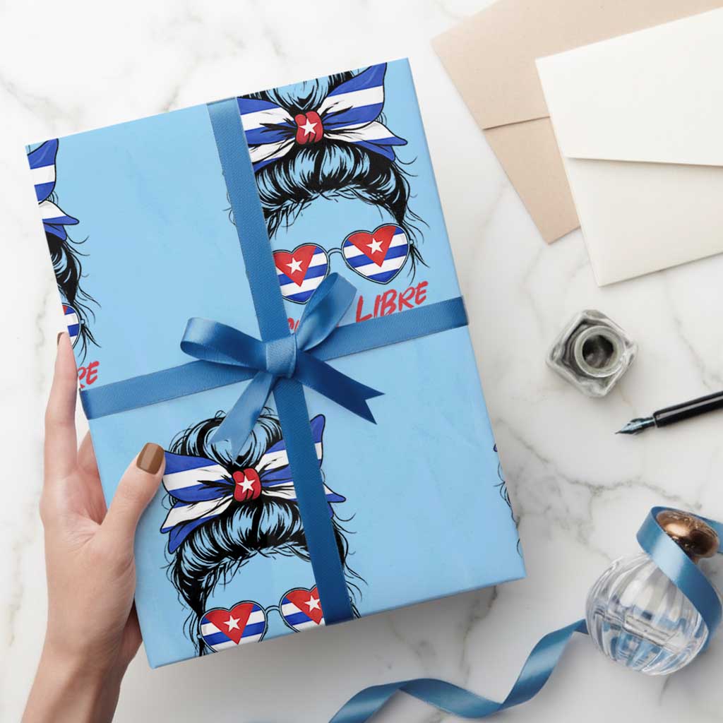 Cuba Libre Wrapping Paper Roll Messy Bun Cuban Woman Sunglasses