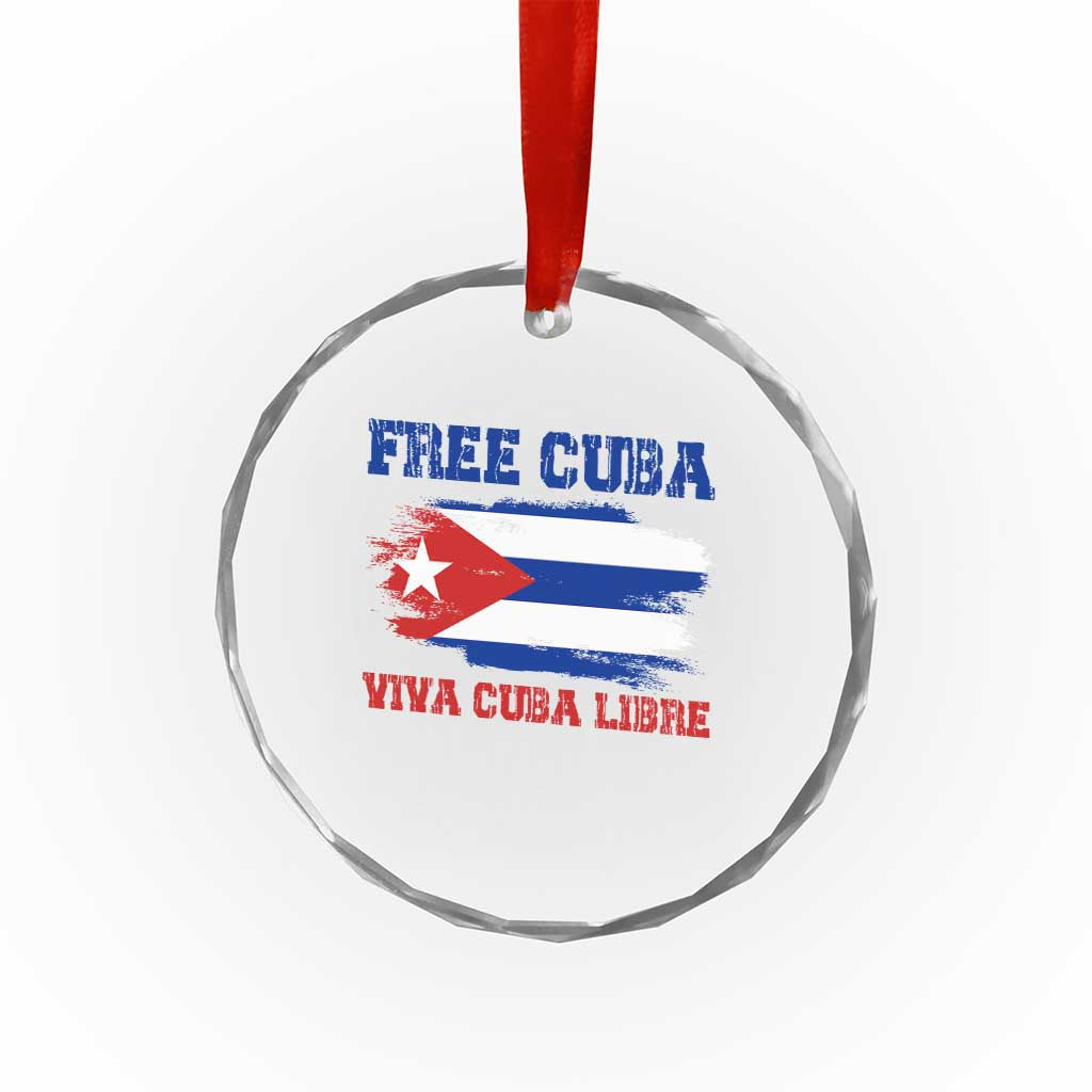Cuban American Pride Crystal Glass Ornament Freedom For Cuba