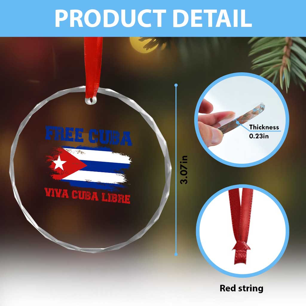 Cuban American Pride Crystal Glass Ornament Freedom For Cuba