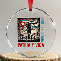 Cuban American Pride Crystal Glass Ornament Viva Cuba Libre Supporter