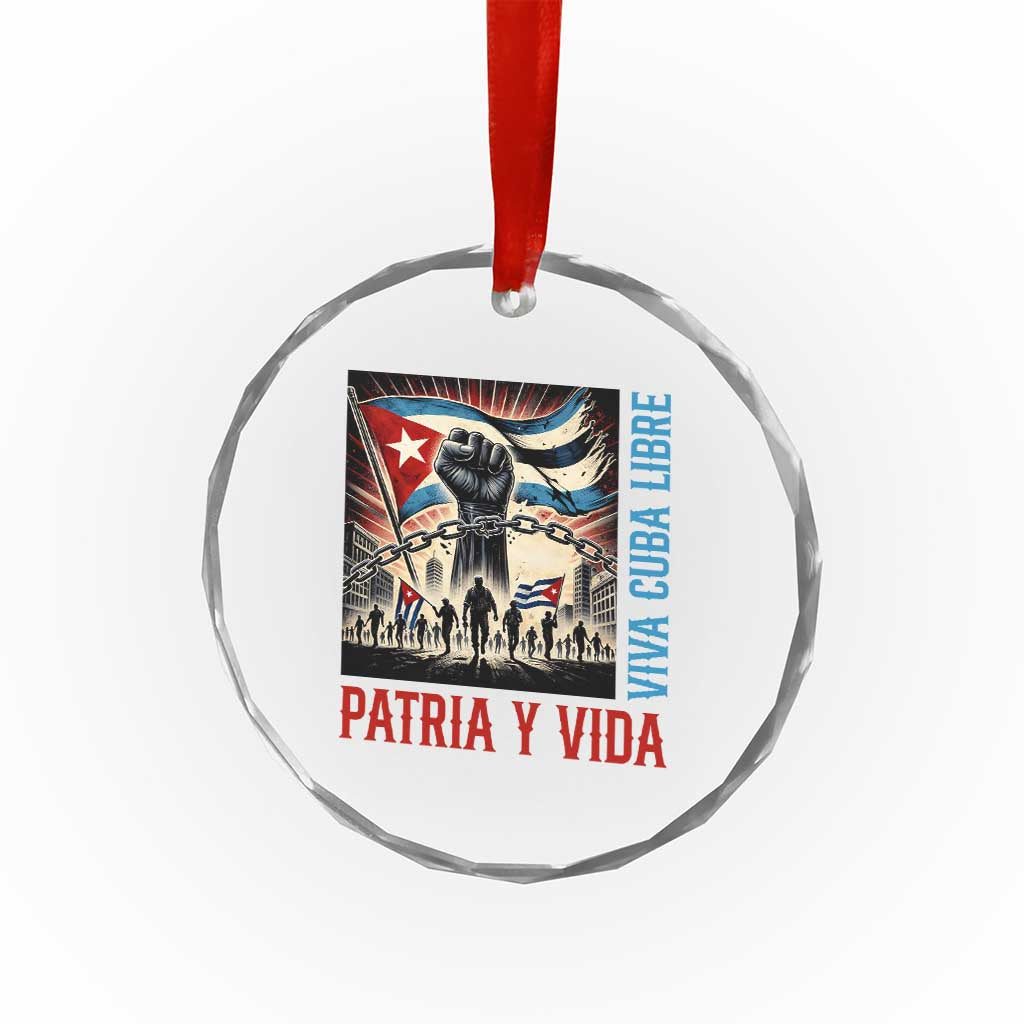 Cuban American Pride Crystal Glass Ornament Viva Cuba Libre Supporter