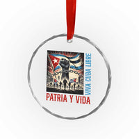 Cuban American Pride Crystal Glass Ornament Viva Cuba Libre Supporter