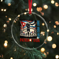 Cuban American Pride Crystal Glass Ornament Viva Cuba Libre Supporter