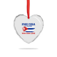 Cuban American Pride Heart Crystal Glass Ornament Freedom For Cuba
