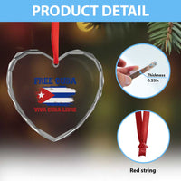 Cuban American Pride Heart Crystal Glass Ornament Freedom For Cuba