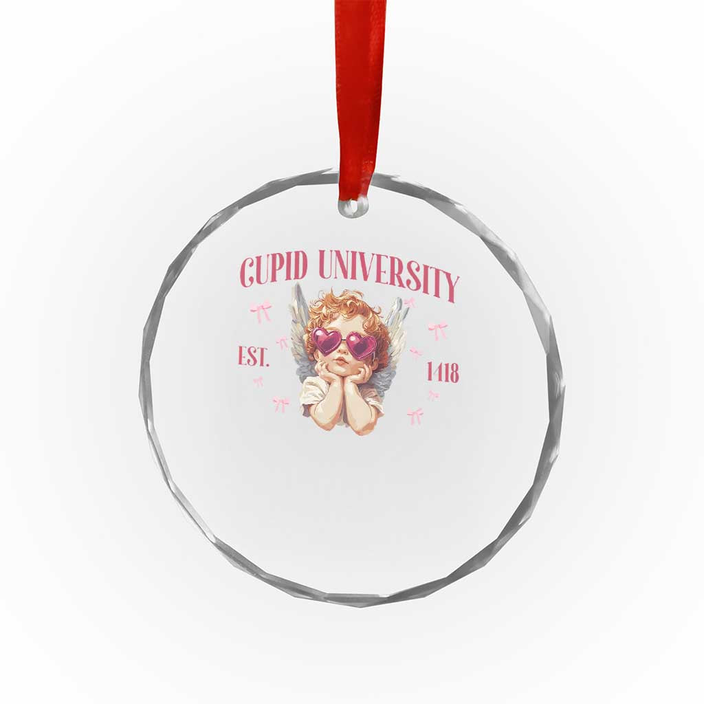 Cupid University Crystal Glass Ornament Cute Valentines Day Funny College - Wonder Print Shop