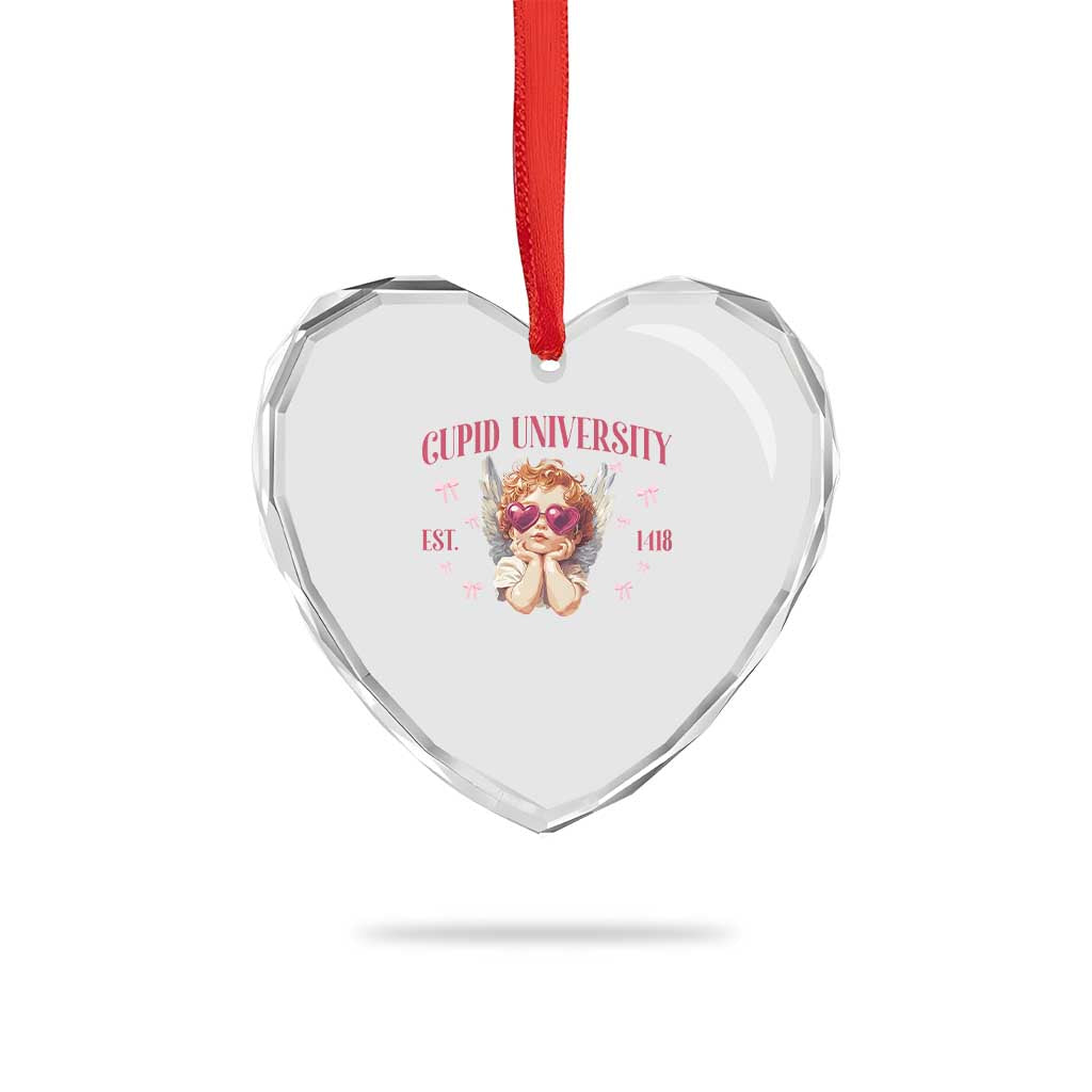 Cupid University Heart Crystal Glass Ornament Cute Valentines Day Funny College - Wonder Print Shop