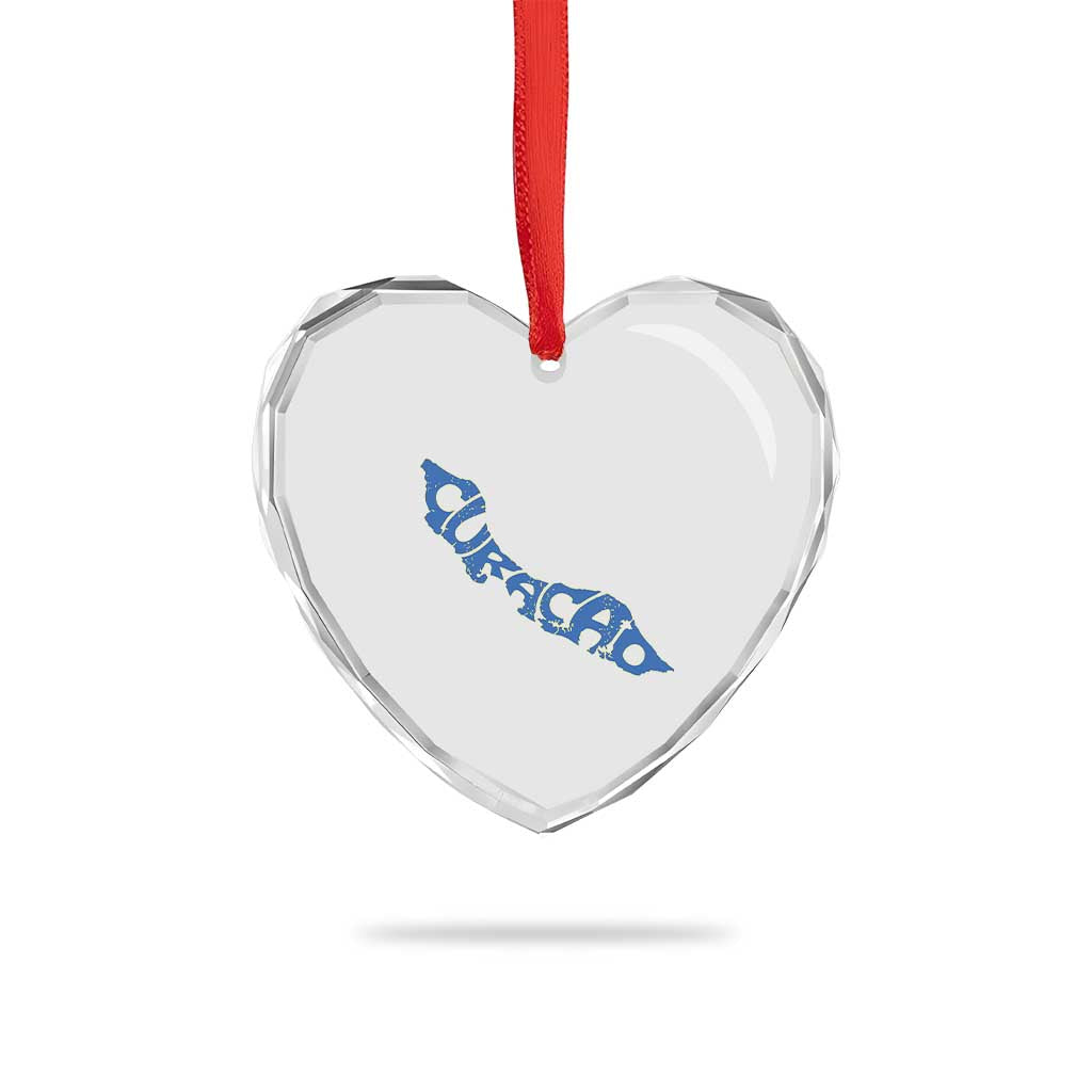 Curacao Flag Map Pride Heart Crystal Glass Ornament Proud Curacaoan Heritage Gift