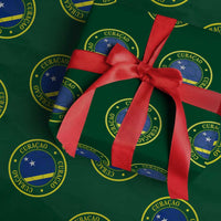 Curaçao Football Pride Circular Crest Vintage Wrapping Paper Roll Curacao Flag Soccer Fans Graphic