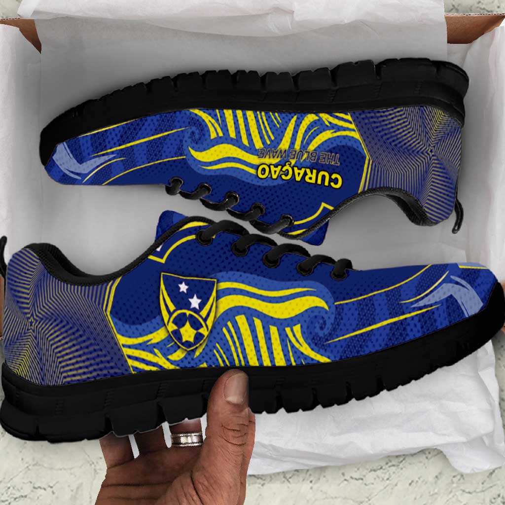 Curacao Football Sneakers Blue Wave Geometric Caribbean Sports Motif