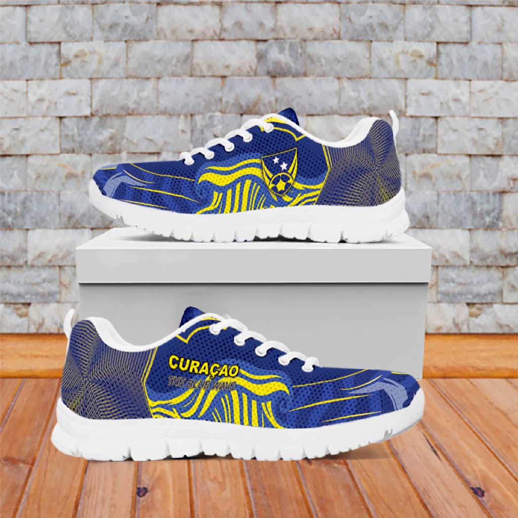 Curacao Football Sneakers Blue Wave Geometric Caribbean Sports Motif