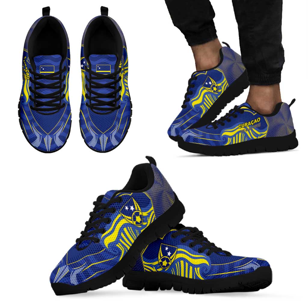 Curacao Football Sneakers Blue Wave Geometric Caribbean Sports Motif