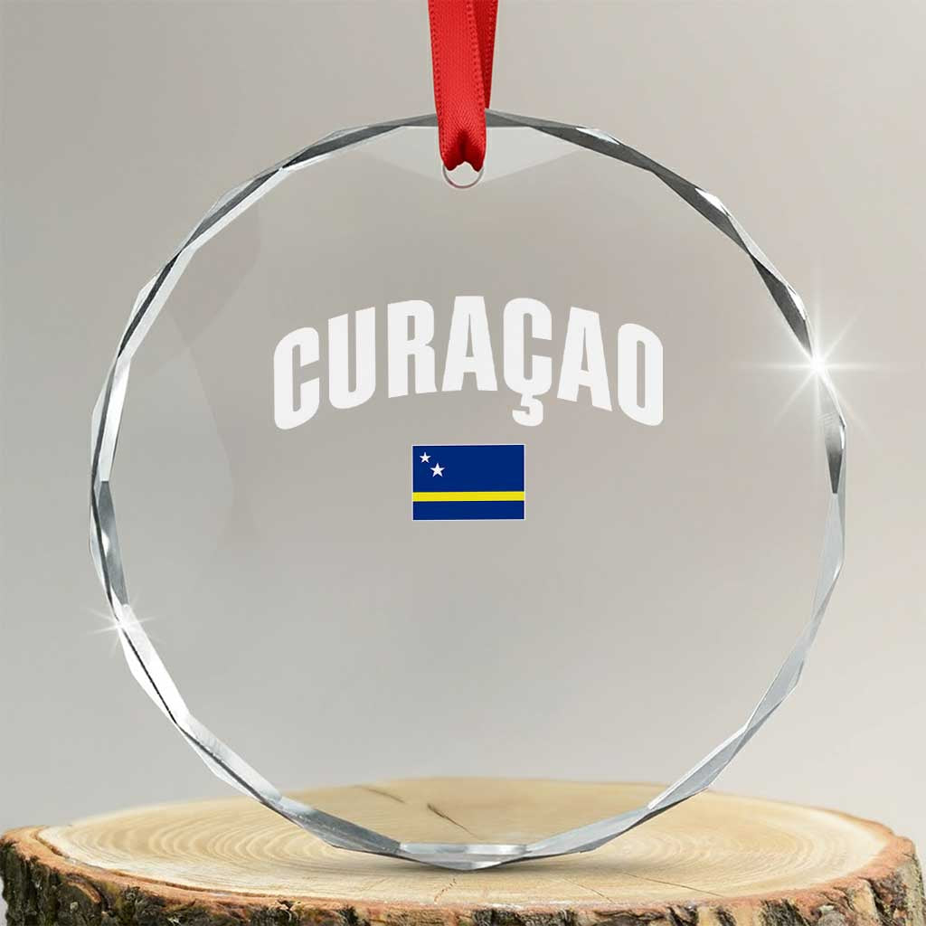 Curaçao National Flag Classic Heritage Crystal Glass Ornament Caribbean Pride Souvenir