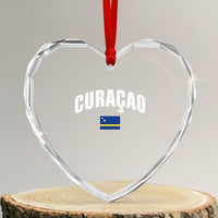 Curaçao National Flag Classic Heritage Heart Crystal Glass Ornament Caribbean Pride Souvenir