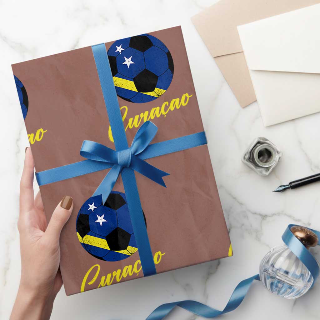 Curaçao Soccer Fans Distressed Flag Wrapping Paper Roll Football Heritage Pride Support