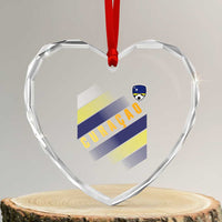 Curaçao Soccer Flag Stripe Jersey Style Heart Crystal Glass Ornament Football Fans Pride Support