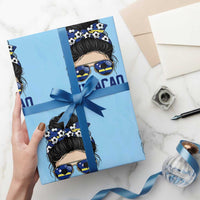 Curacao Soccer Messy Bun Girl Wrapping Paper Roll Proud Curacaoan Heritage Gift