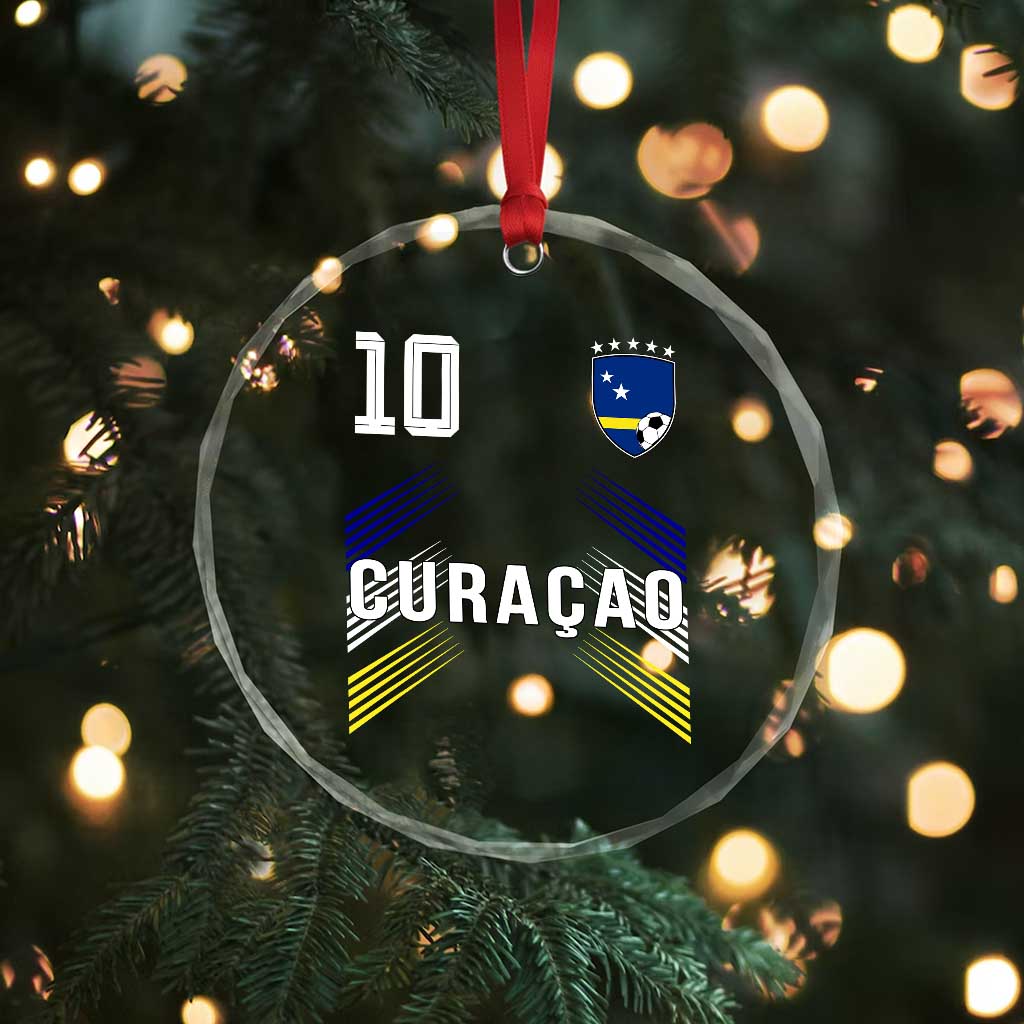 Curacao Soccer Sports Graphic Number 10 Jersey Style Crystal Glass Ornament Proud Curaçaoans Football Fans Game Day Pride