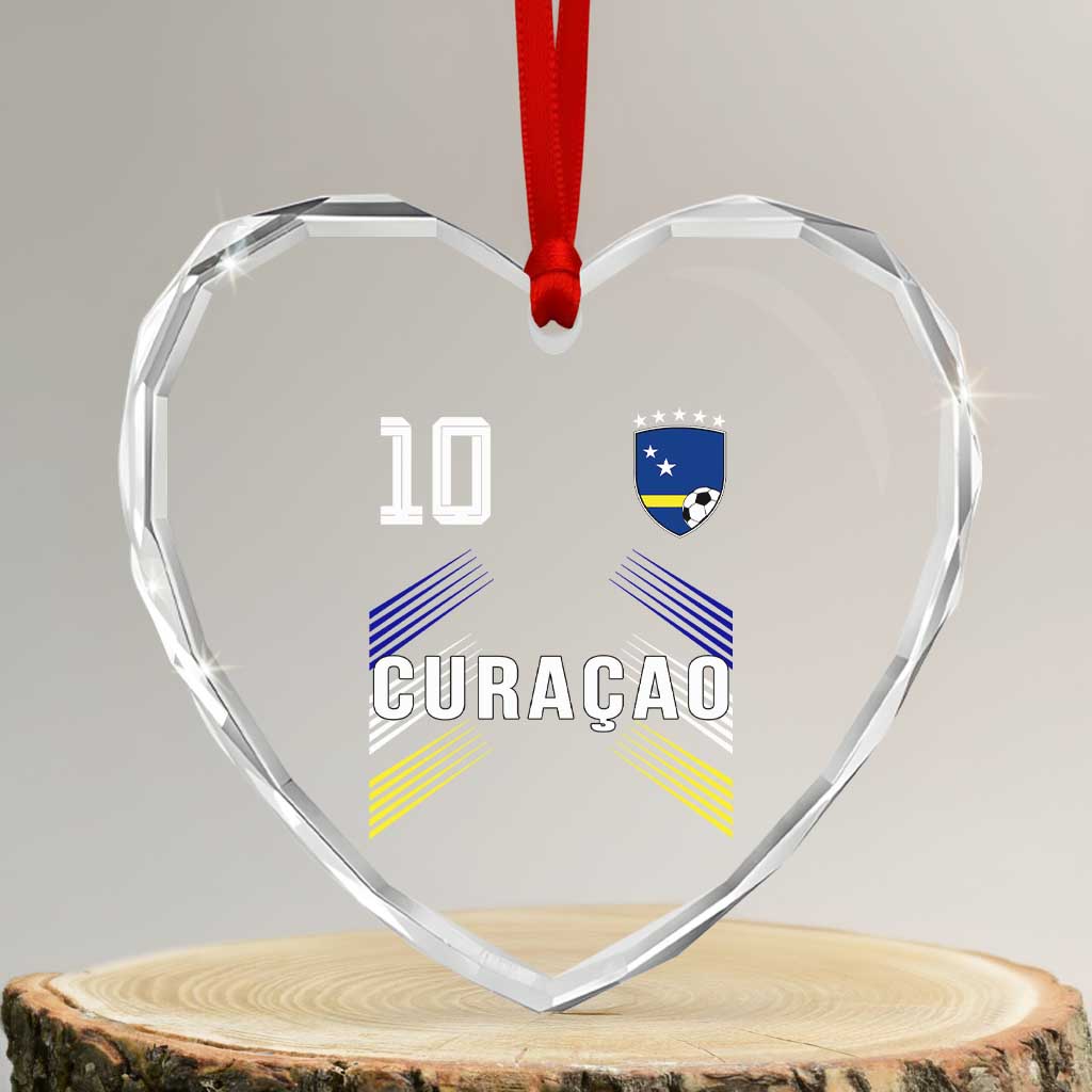 Curacao Soccer Sports Graphic Number 10 Jersey Style Heart Crystal Glass Ornament Proud Curaçaoans Football Fans Game Day Pride