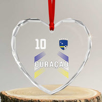 Curacao Soccer Sports Graphic Number 10 Jersey Style Heart Crystal Glass Ornament Proud Curaçaoans Football Fans Game Day Pride