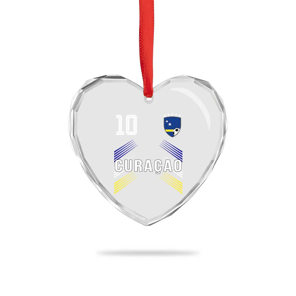 Curacao Soccer Sports Graphic Number 10 Jersey Style Heart Crystal Glass Ornament Proud Curaçaoans Football Fans Game Day Pride