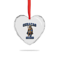 Curacao Warrior Football Fan Heart Crystal Glass Ornament Proud Island Game Day Gift
