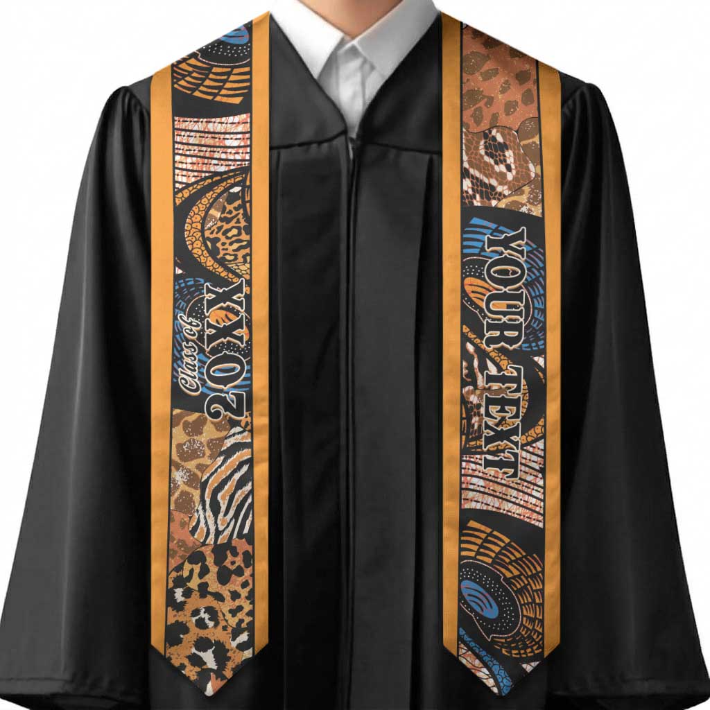 Custom African Ankara Motifs Mixed Animal Skins Graduation Stole