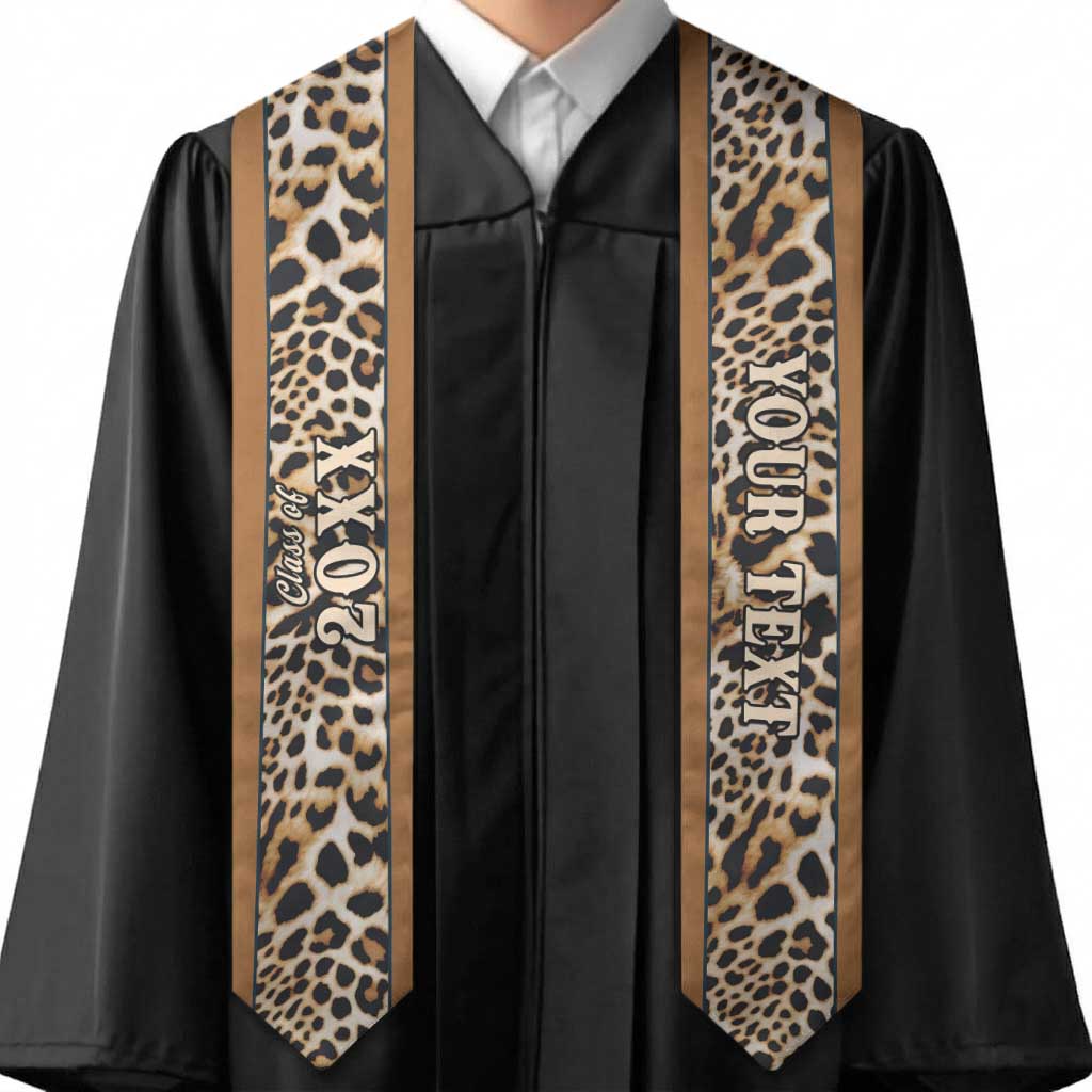 Custom African Leopard Mix Native Tribal Pattern Graduation Stole