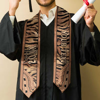 Custom African Tiger Mix Dashiki Tribal Pattern Graduation Stole