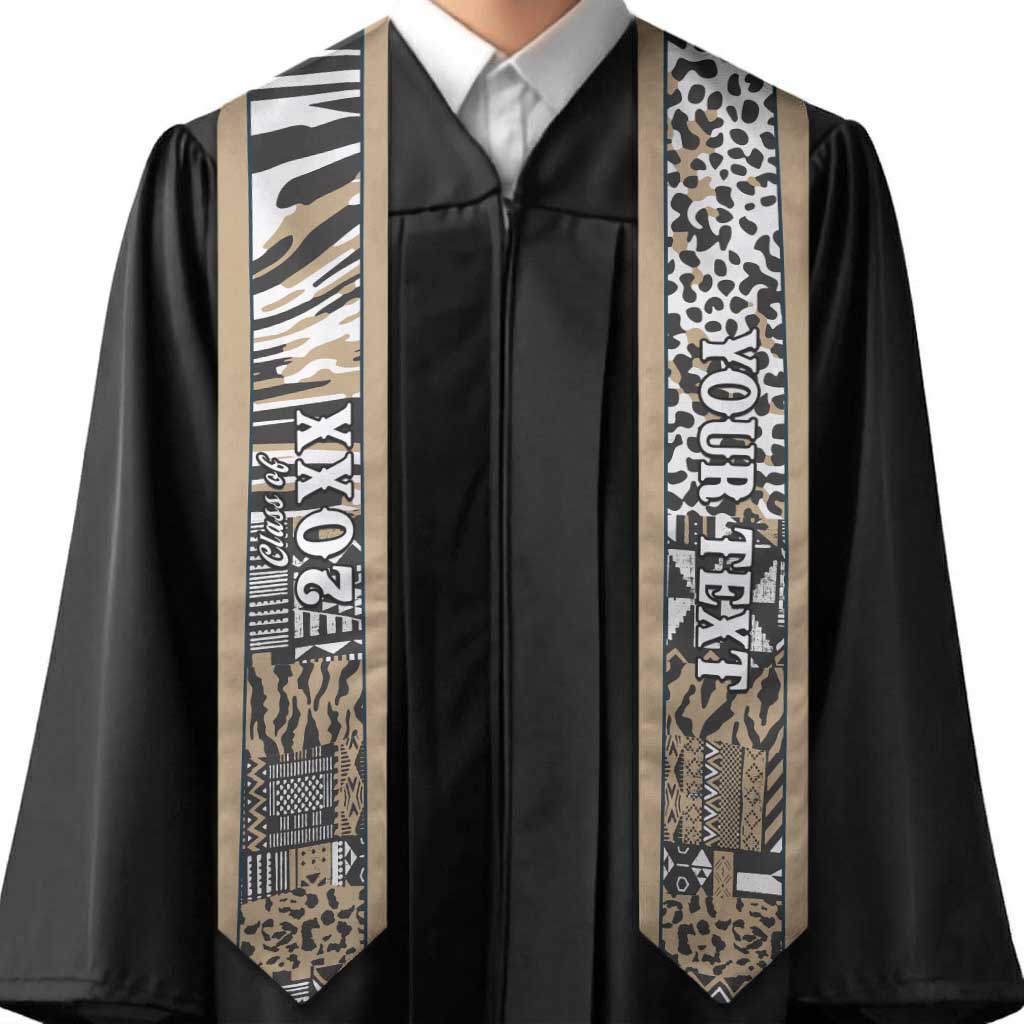 Custom African Tribal Pattern Mixed Leopard Skin Graduation Stole