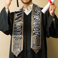 Custom African Tribal Pattern Mixed Leopard Skin Graduation Stole