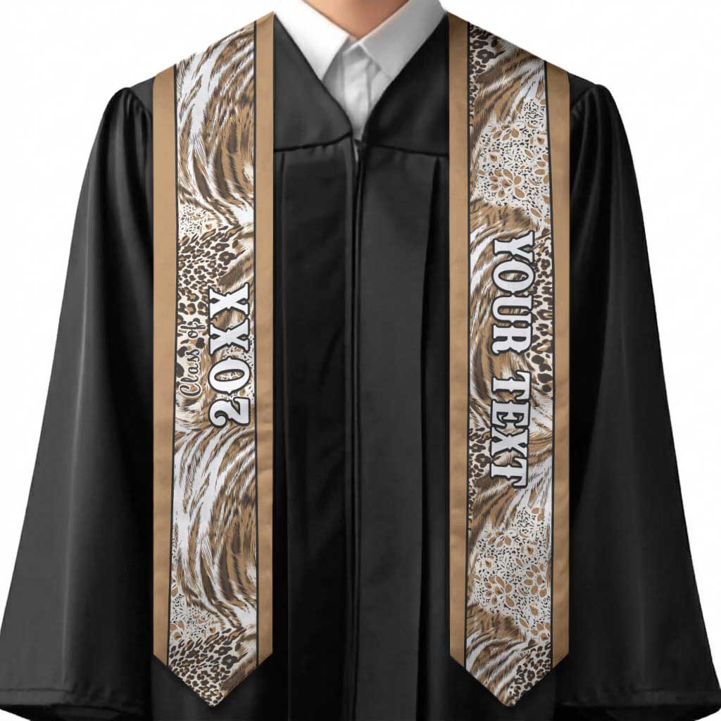 Custom African Wild Animal Skins Graduation Stole Leopard Pattern