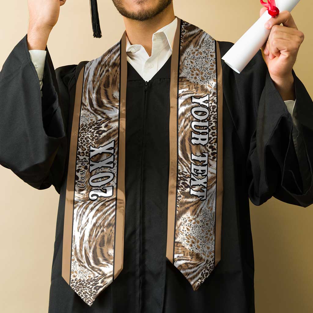 Custom African Wild Animal Skins Graduation Stole Leopard Pattern