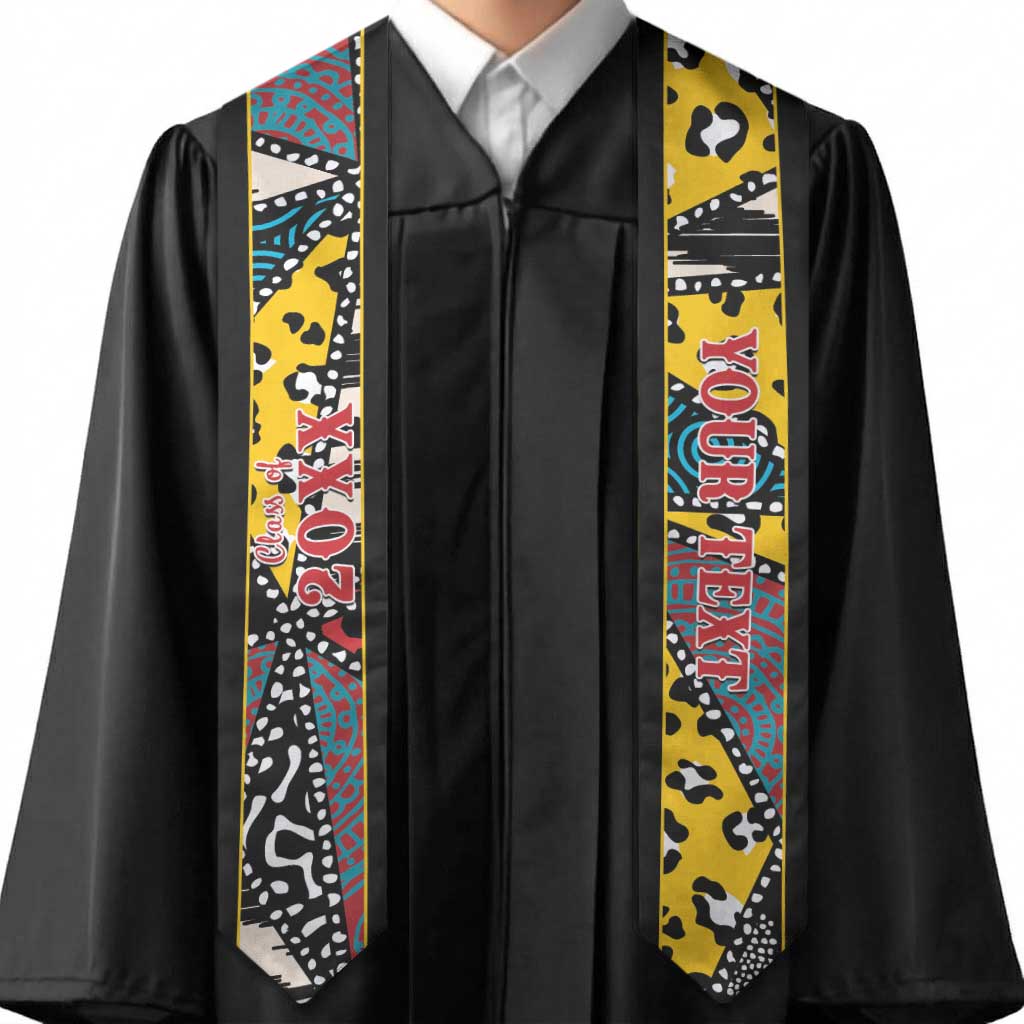Custom African Wild Animal Skins Graduation Stole Triangles Pattern Afro Pattern Style