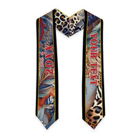Custom African Wild Animal Skins Graduation Stole Unique Leopard Zebra And Snake Patterns