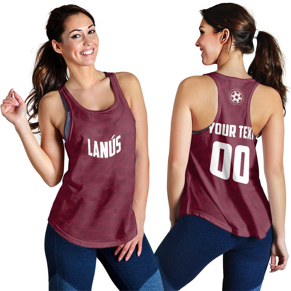 Custom Argentine Football Lanus Women Racerback Tank Granate Go Champions