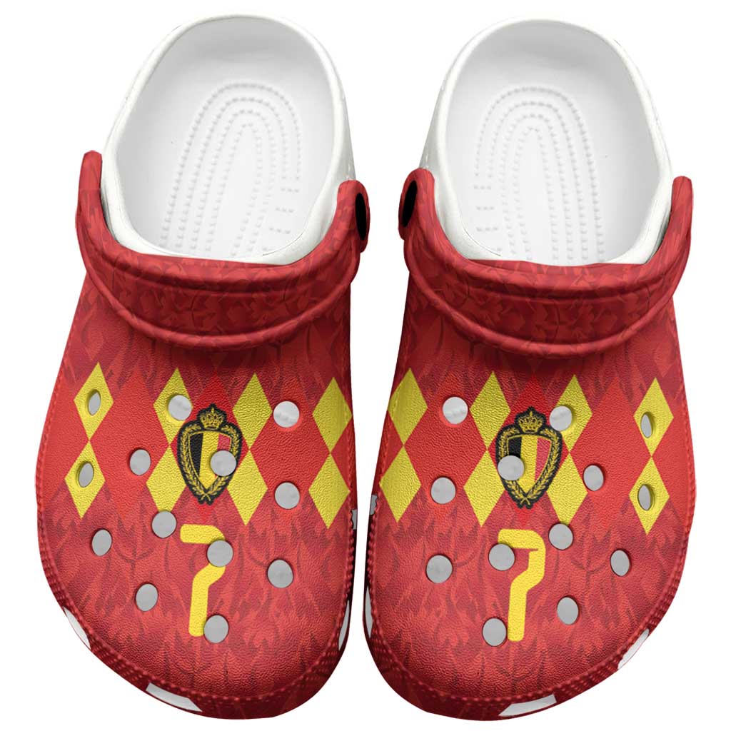Custom Belgium Football Clogs Shoes Fiery Devil Motif