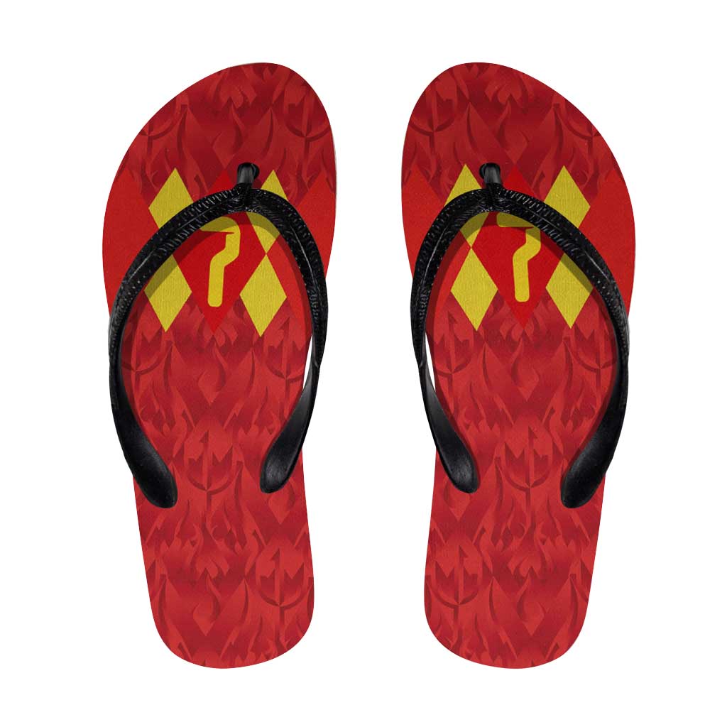 Custom Belgium Football Flip Flops Fiery Devil Motif