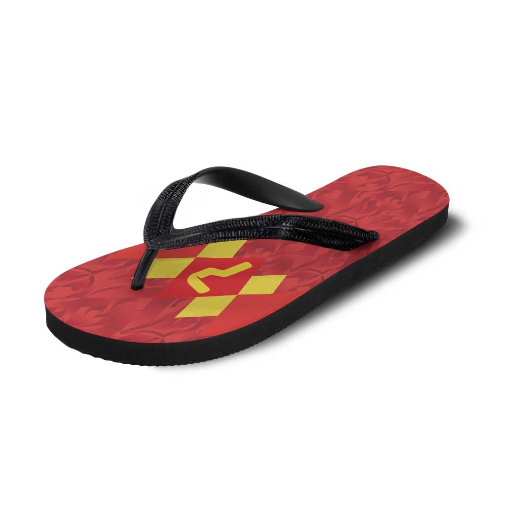 Custom Belgium Football Flip Flops Fiery Devil Motif