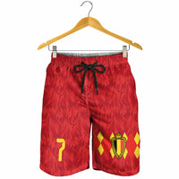 Custom Belgium Football Shorts for Men Fiery Devil Motif